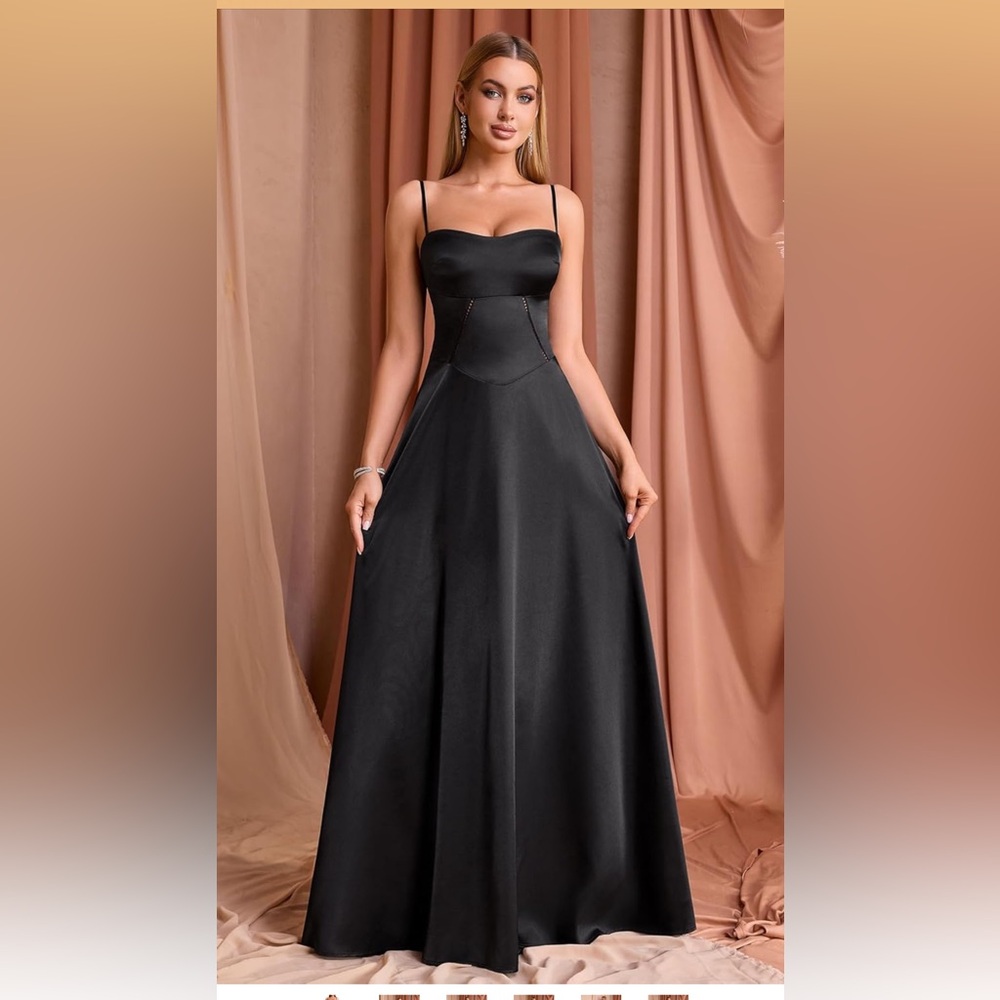 NWT Black Satin Maxi Dress